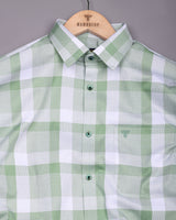 Canxa Green With White Waffle Dobby Check Shirt