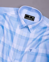 Canxa Blue With White Waffle Dobby Check Shirt