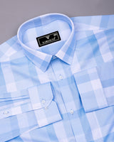 Canxa Blue With White Waffle Dobby Check Shirt