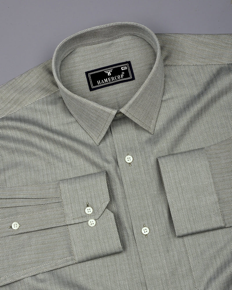 Pestry Green With White Stripe Premium Giza Shirt