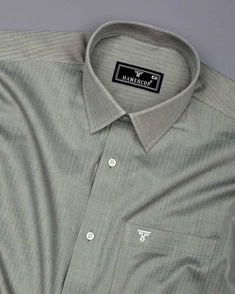 Pestry Green With White Stripe Premium Giza Shirt