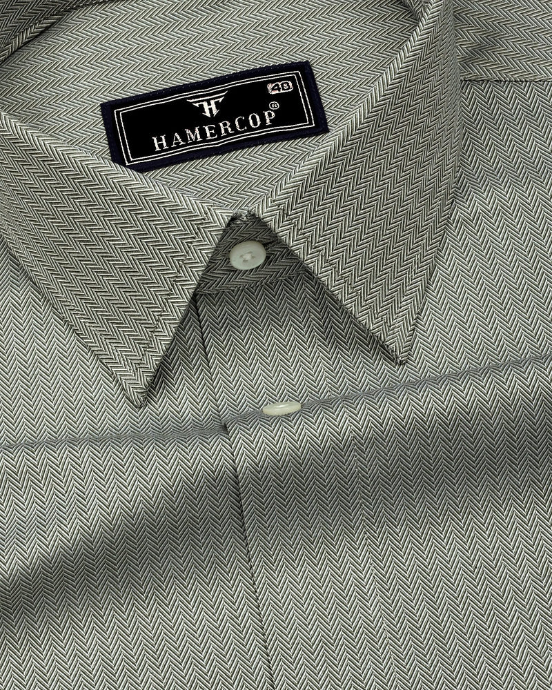 Pestry Green With White Stripe Premium Giza Shirt