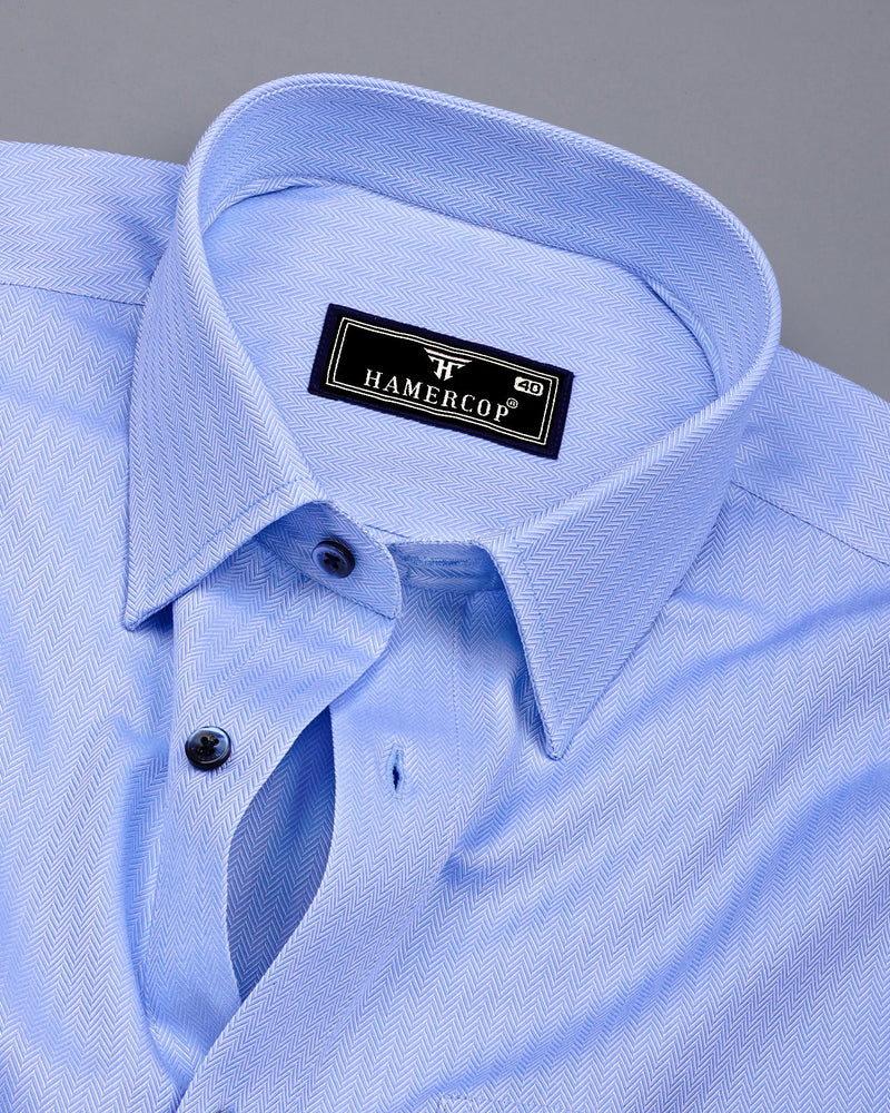Pestry SkyBlue With White Stripe Premium Giza Shirt