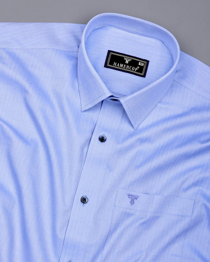 Pestry SkyBlue With White Stripe Premium Giza Shirt