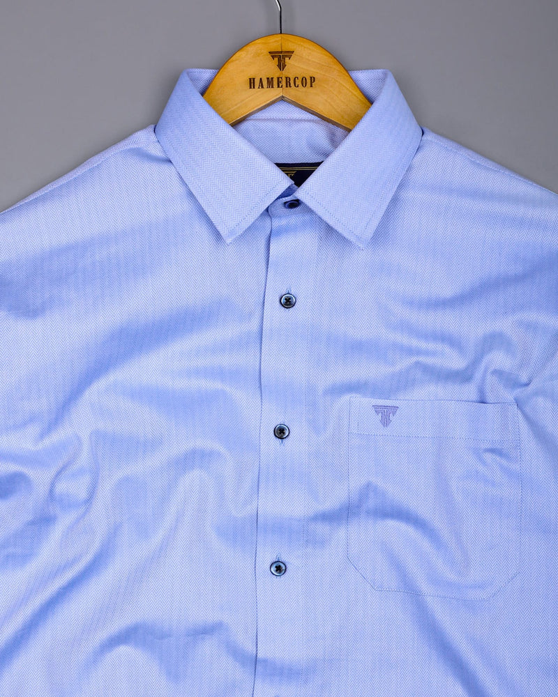 Pestry SkyBlue With White Stripe Premium Giza Shirt
