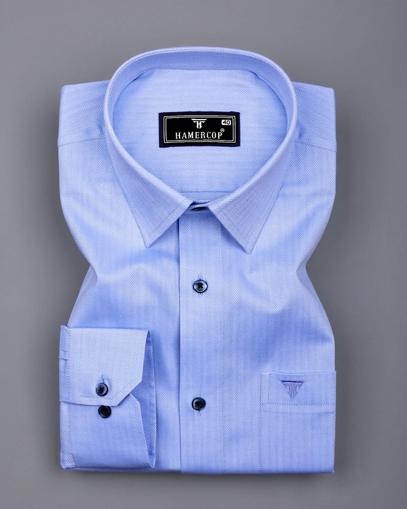 Pestry SkyBlue With White Stripe Premium Giza Shirt