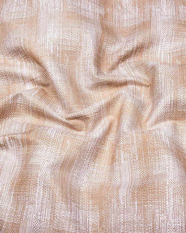 Wuhan Cream White Printed Formal Cotton Shirt