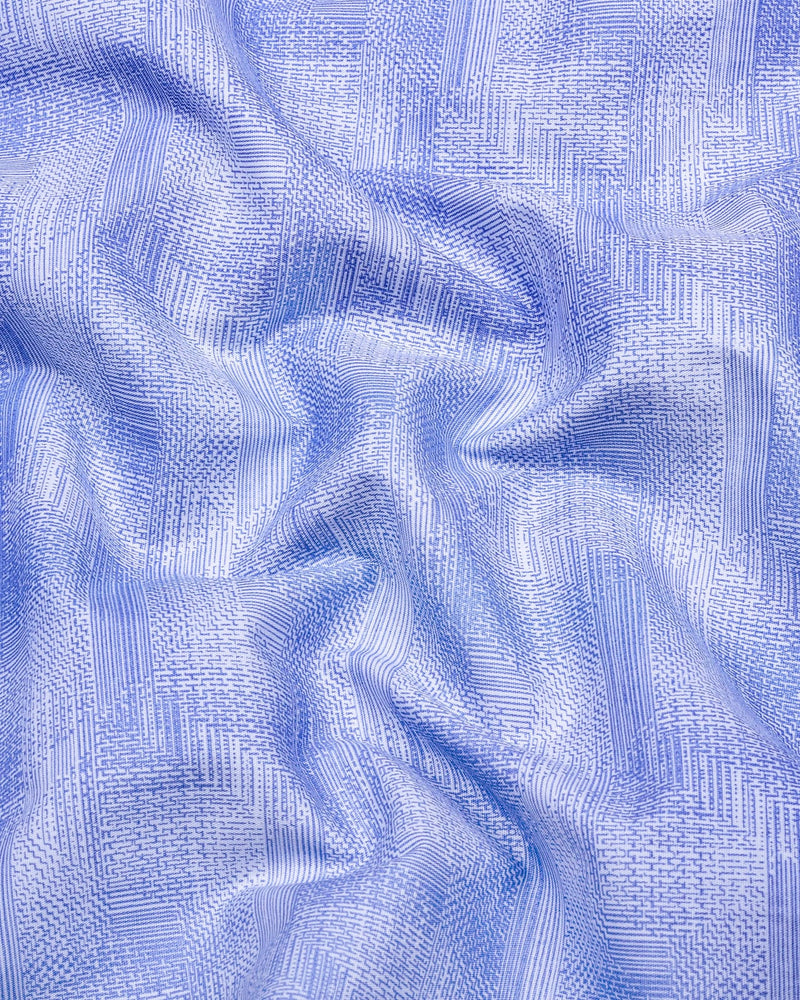 Wuhan Blue White Printed Formal Cotton Shirt