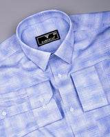 Wuhan Blue White Printed Formal Cotton Shirt