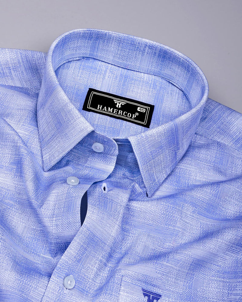 Wuhan Blue White Printed Formal Cotton Shirt