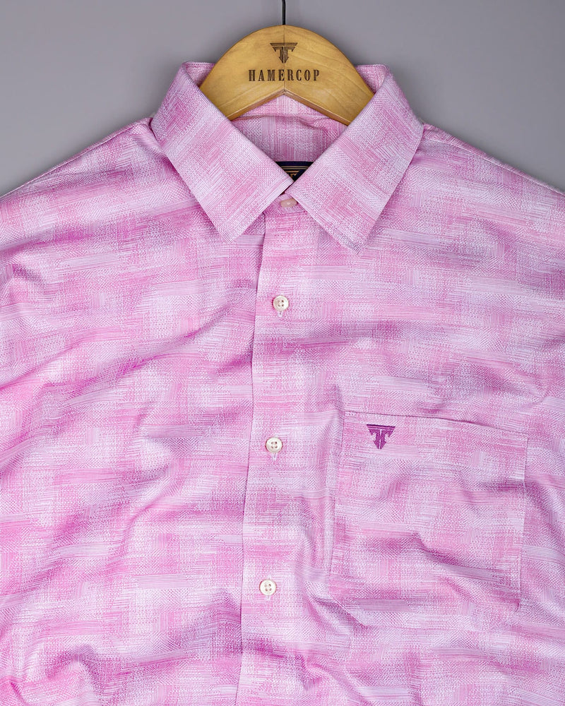 Wuhan Pink White Printed Formal Cotton Shirt