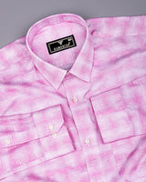 Wuhan Pink White Printed Formal Cotton Shirt