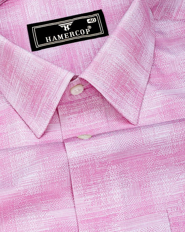 Wuhan Pink White Printed Formal Cotton Shirt