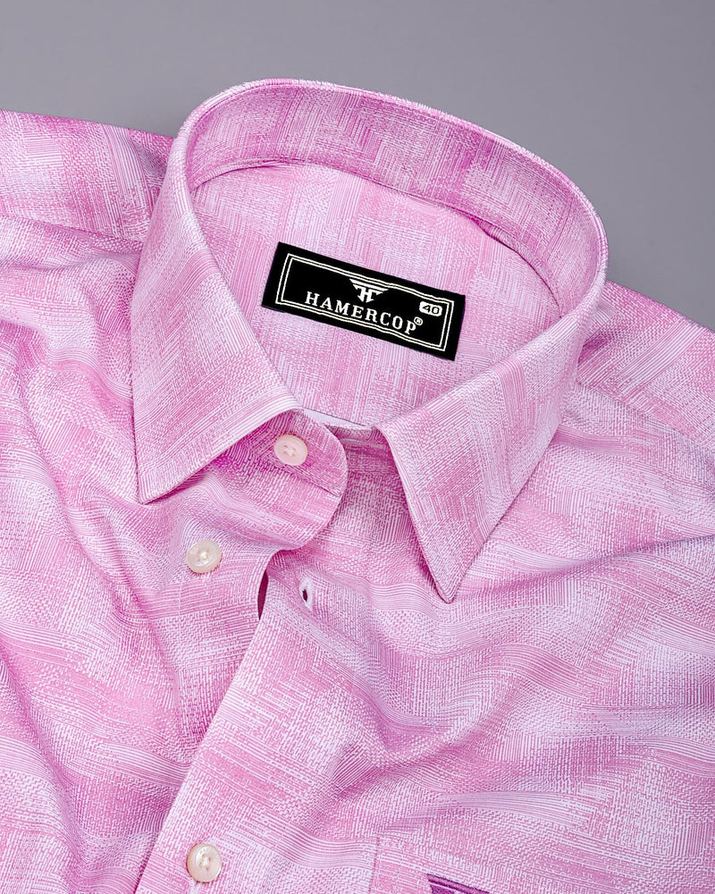 Wuhan Pink White Printed Formal Cotton Shirt