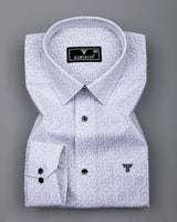 Gray Leaf Printed White Cotton Shirt