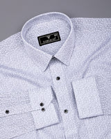 Gray Leaf Printed White Cotton Shirt