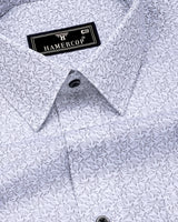 Gray Leaf Printed White Cotton Shirt