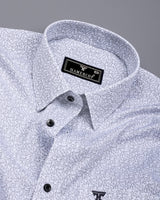 Gray Leaf Printed White Cotton Shirt
