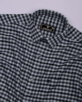 Black With Gray Plaid Flannel Brushed Check Cotton Shirt