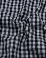 Black With Gray Plaid Flannel Brushed Check Cotton Shirt