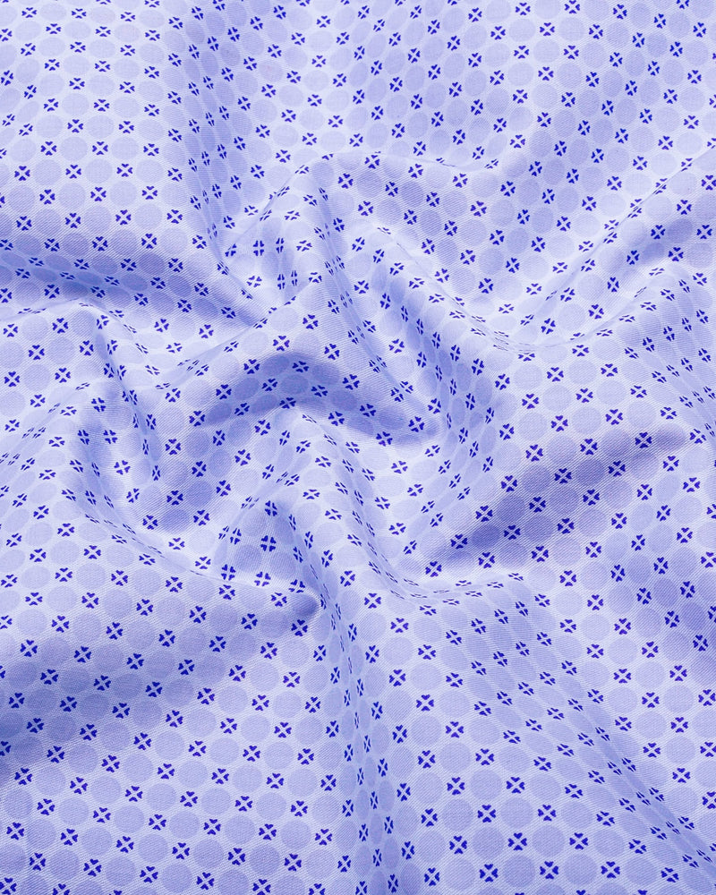 Meton SkyBlue With Gray Printed Formal Cotton Shirt