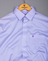 Meton SkyBlue With Gray Printed Formal Cotton Shirt