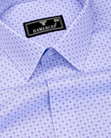 Meton SkyBlue With Gray Printed Formal Cotton Shirt