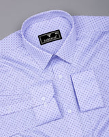 Meton SkyBlue With Gray Printed Formal Cotton Shirt