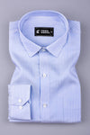 White with blue twill texture stripe cotton shirt