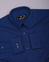 Cristos Blue With White Printed Formal Cotton Shirt