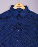 Cristos Blue With White Printed Formal Cotton Shirt