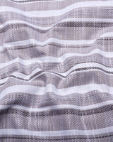 Sinery Gray With White Dobby Stripe Cotton Shirt