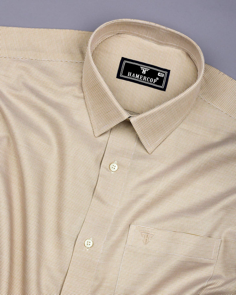 Cream Foho With White Dobby Textured Giza Shirt