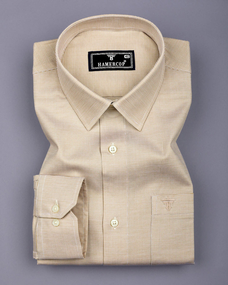 Cream Foho With White Dobby Textured Giza Shirt