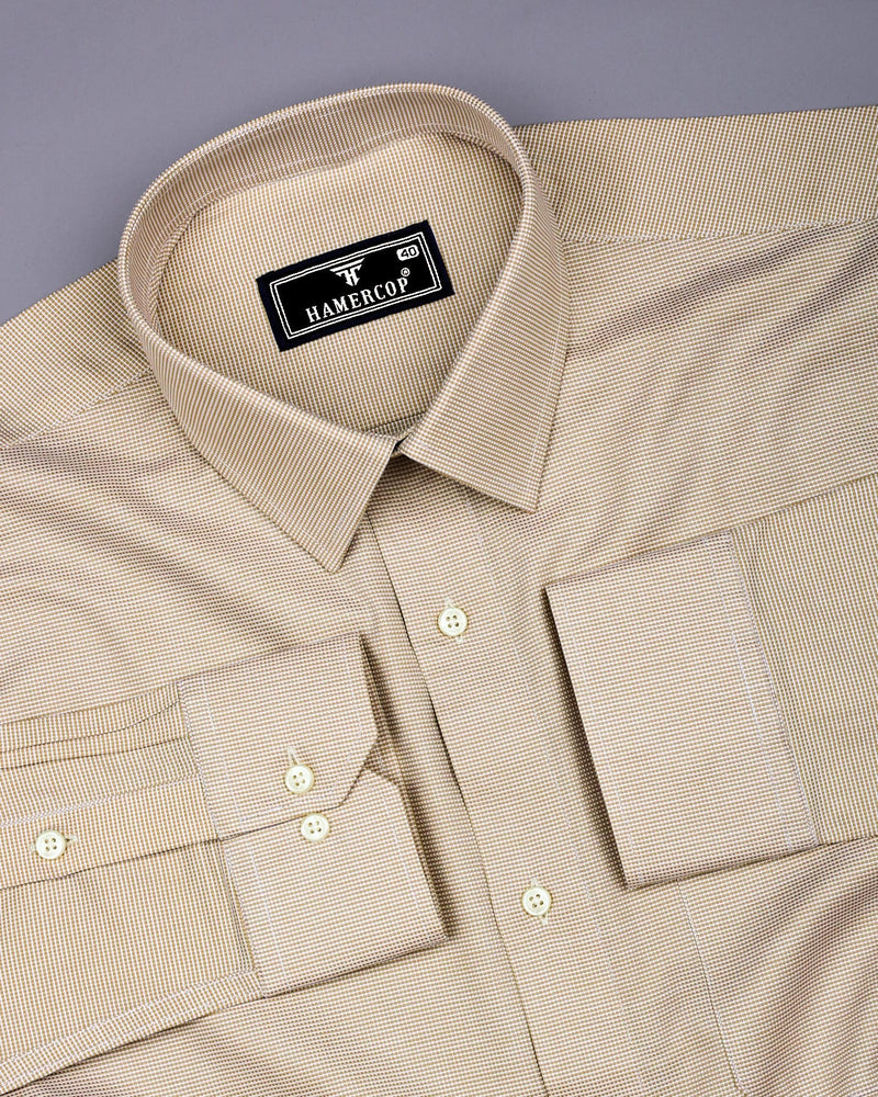 Cream Foho With White Dobby Textured Giza Shirt