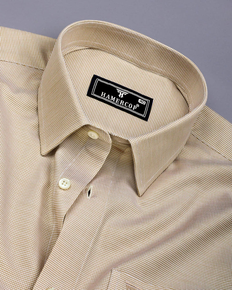 Cream Foho With White Dobby Textured Giza Shirt