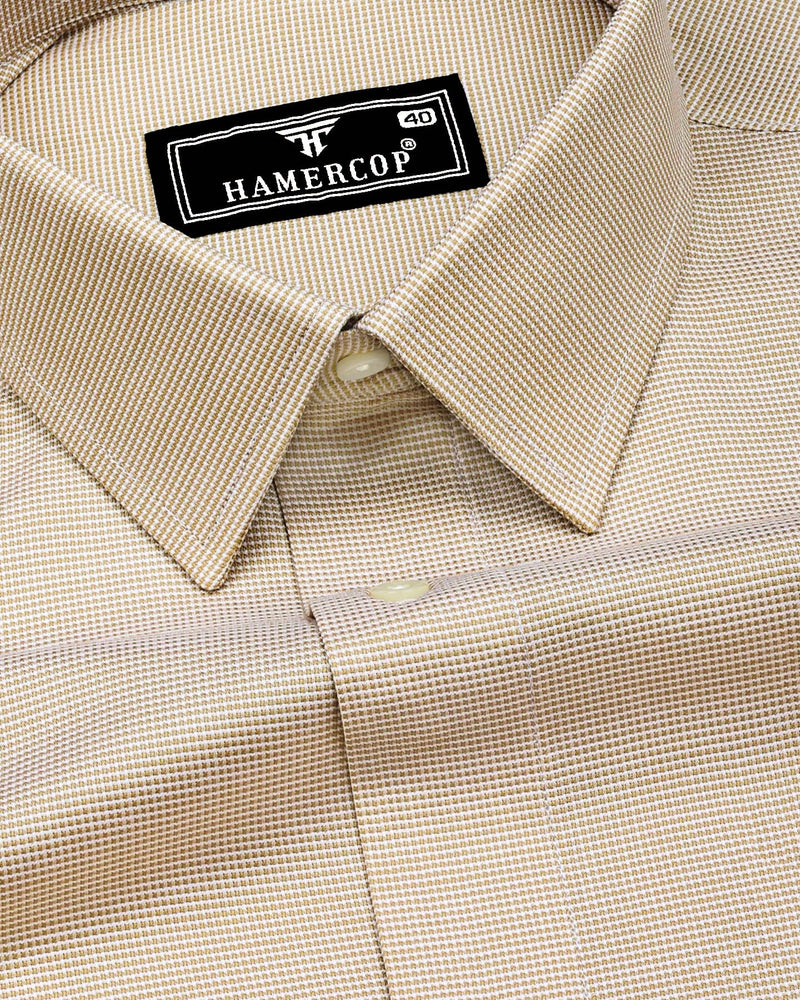 Cream Foho With White Dobby Textured Giza Shirt