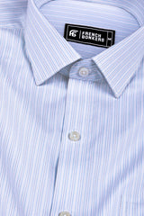 White with light blue classic stripe cotton shirt