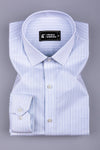 White with light blue classic stripe cotton shirt