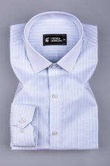 White with light blue classic stripe cotton shirt