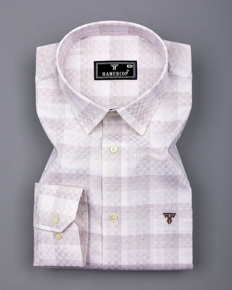 Swiss Brown With Creamish White Box Premium Giza Shirt