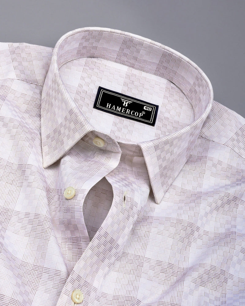 Swiss Brown With Creamish White Box Premium Giza Shirt