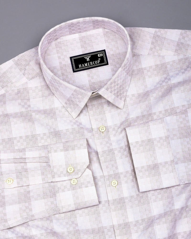 Swiss Brown With Creamish White Box Premium Giza Shirt