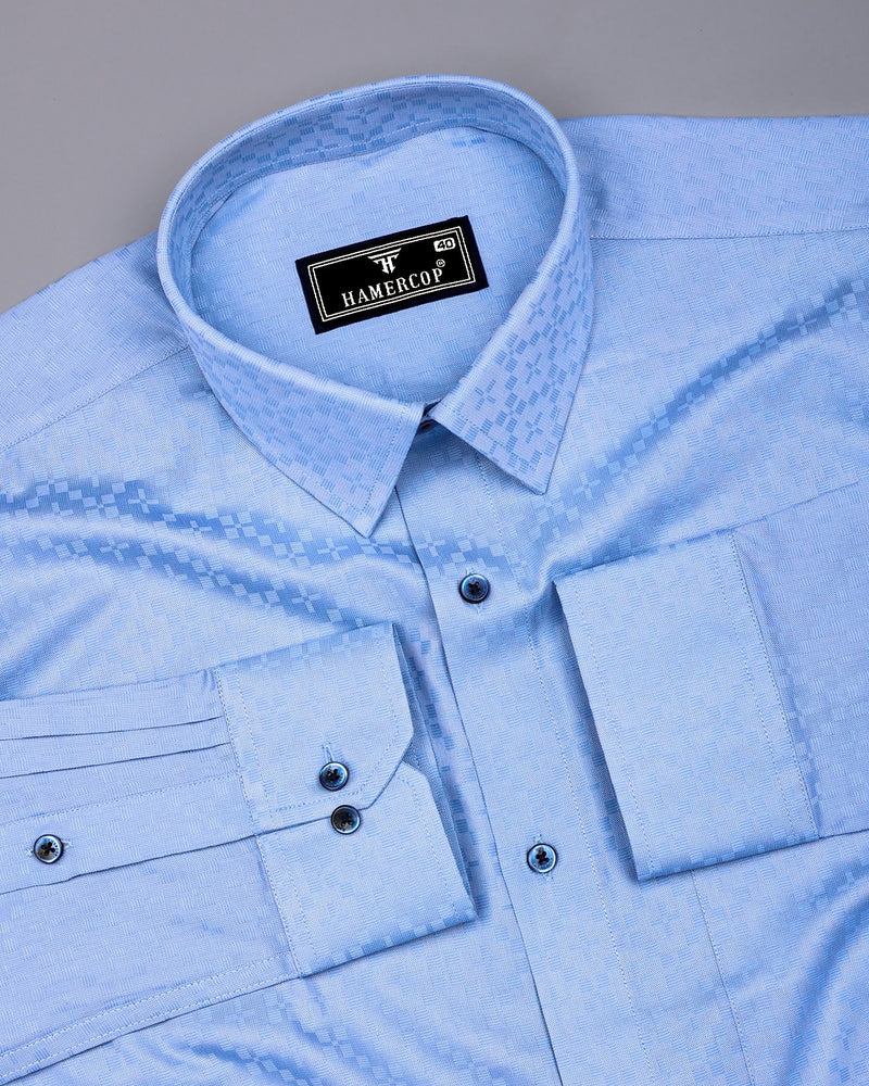Radius Blue Dobby Texture Premium Giza Shirt