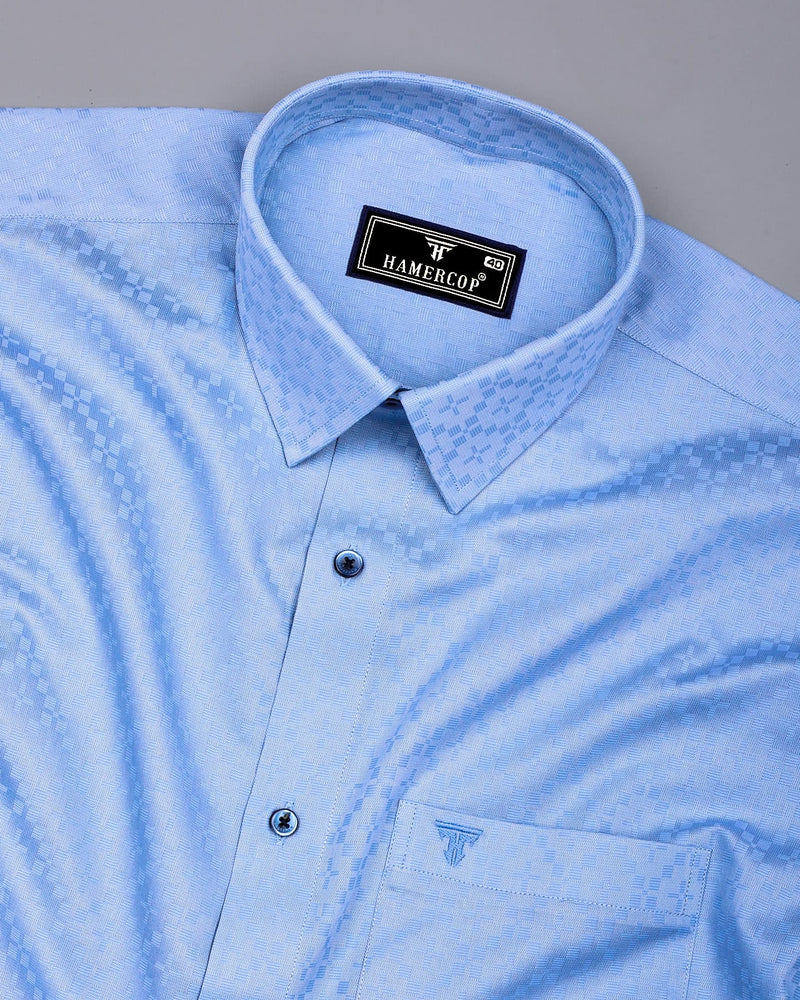 Radius Blue Dobby Texture Premium Giza Shirt