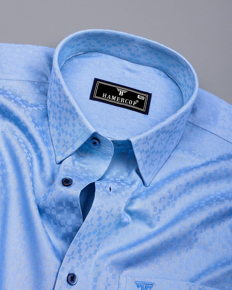 Radius Blue Dobby Texture Premium Giza Shirt