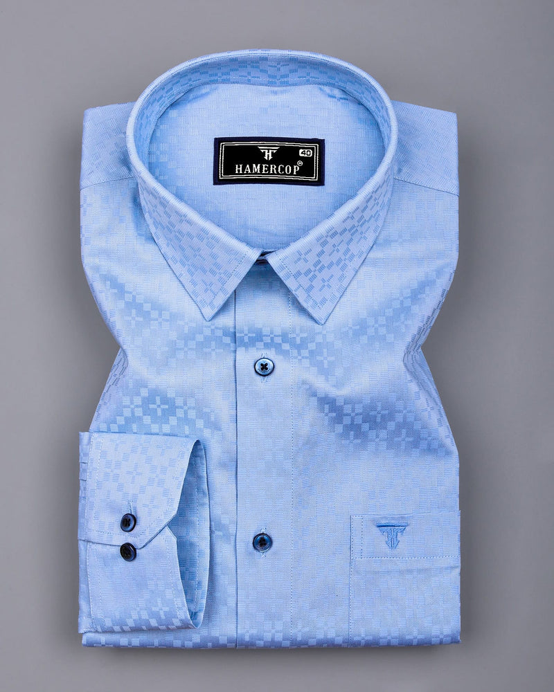 Radius Blue Dobby Texture Premium Giza Shirt
