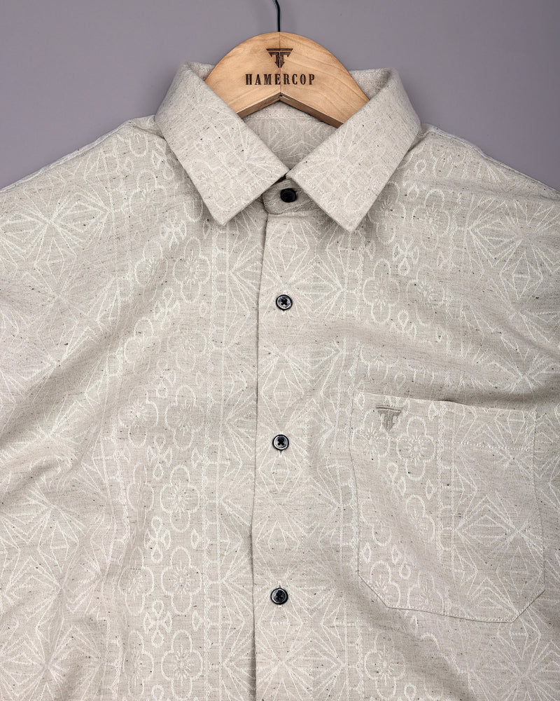 Alabaster Cream Dobby Textured Cotton Shirt