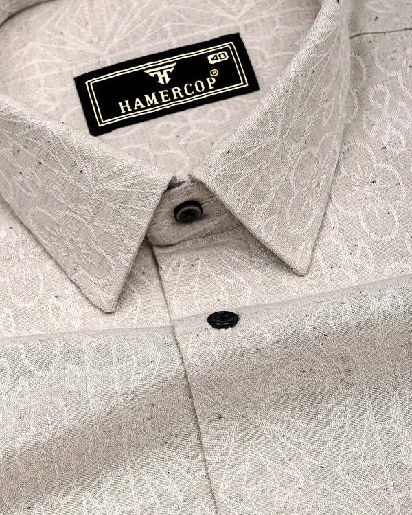 Alabaster Cream Dobby Textured Cotton Shirt