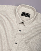 Alabaster Cream Dobby Textured Cotton Shirt